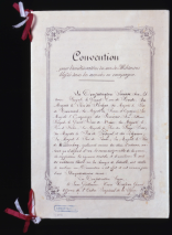 Titelblatt der ersten Genfer Konvention von 1864.