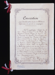 Titelblatt der ersten Genfer Konvention von 1864.