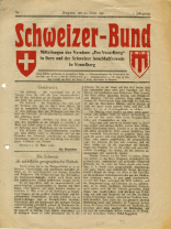 Schweizer-Bund, Ausgabe vom 20. März 1921, Titelblatt